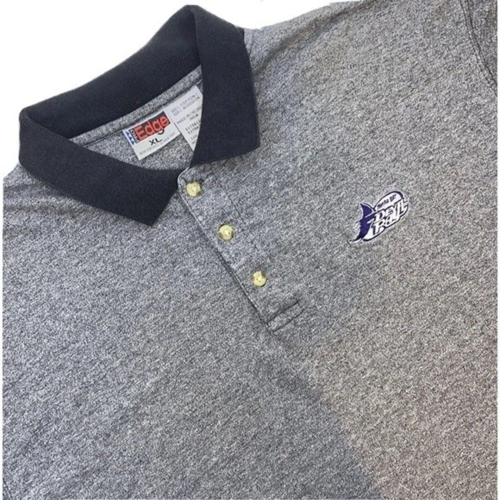 Vintage Pro Edge TAMPA BAY DEVIL RAYS Grey Short Sleeve Cotton Polo Size XL